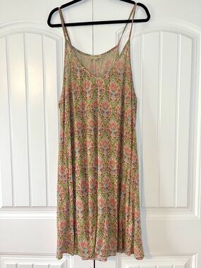 World Market Floral Boho Colorful Midi Dress Size L/XL Spring Summer Flowy